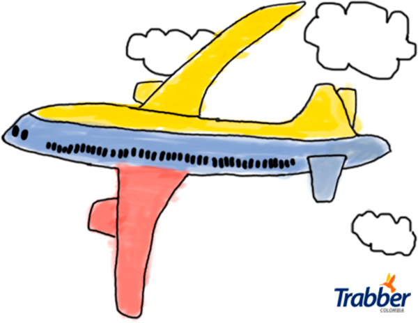 Ilustración de un avión pintado con los colores de la bandera de Colombia.