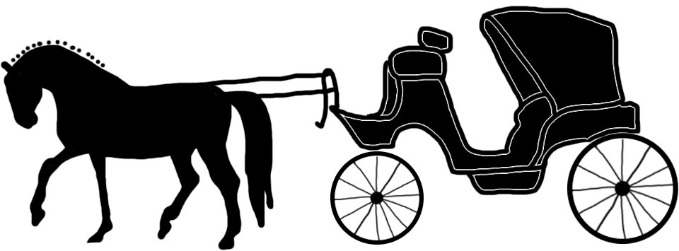 Ilustración de un coche tirado por caballos.